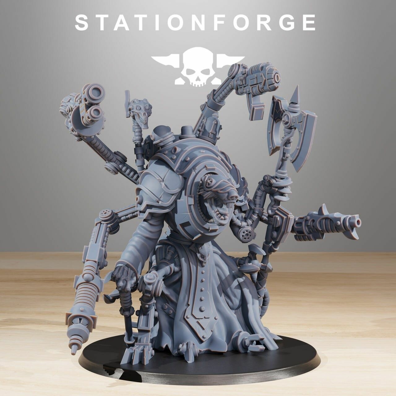 Миниатюра Warhammer Chaos Ratmen Raticus Techer c подставкой