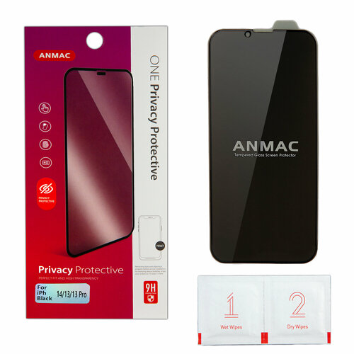 Защитное стекло iPhone 13/13 Pro/14 Anmac Privacy комплект для iphone 14 pro защитное стекло для экрана и защитное стекло для камеры
