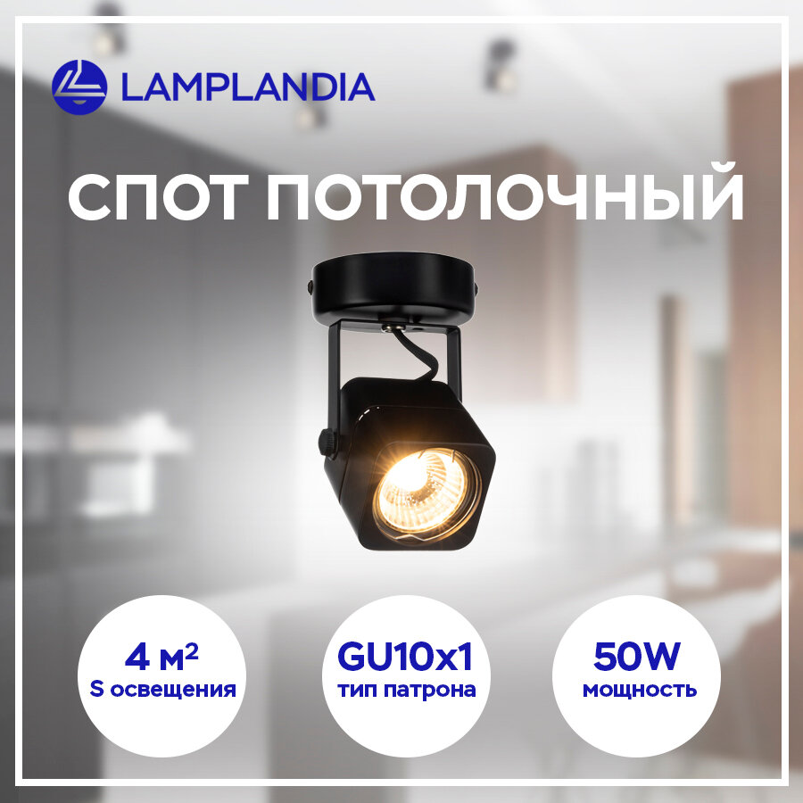 Светильник настенный Lamplandia L1490 MUSHU BLACK, GU10*1 макс 50Вт