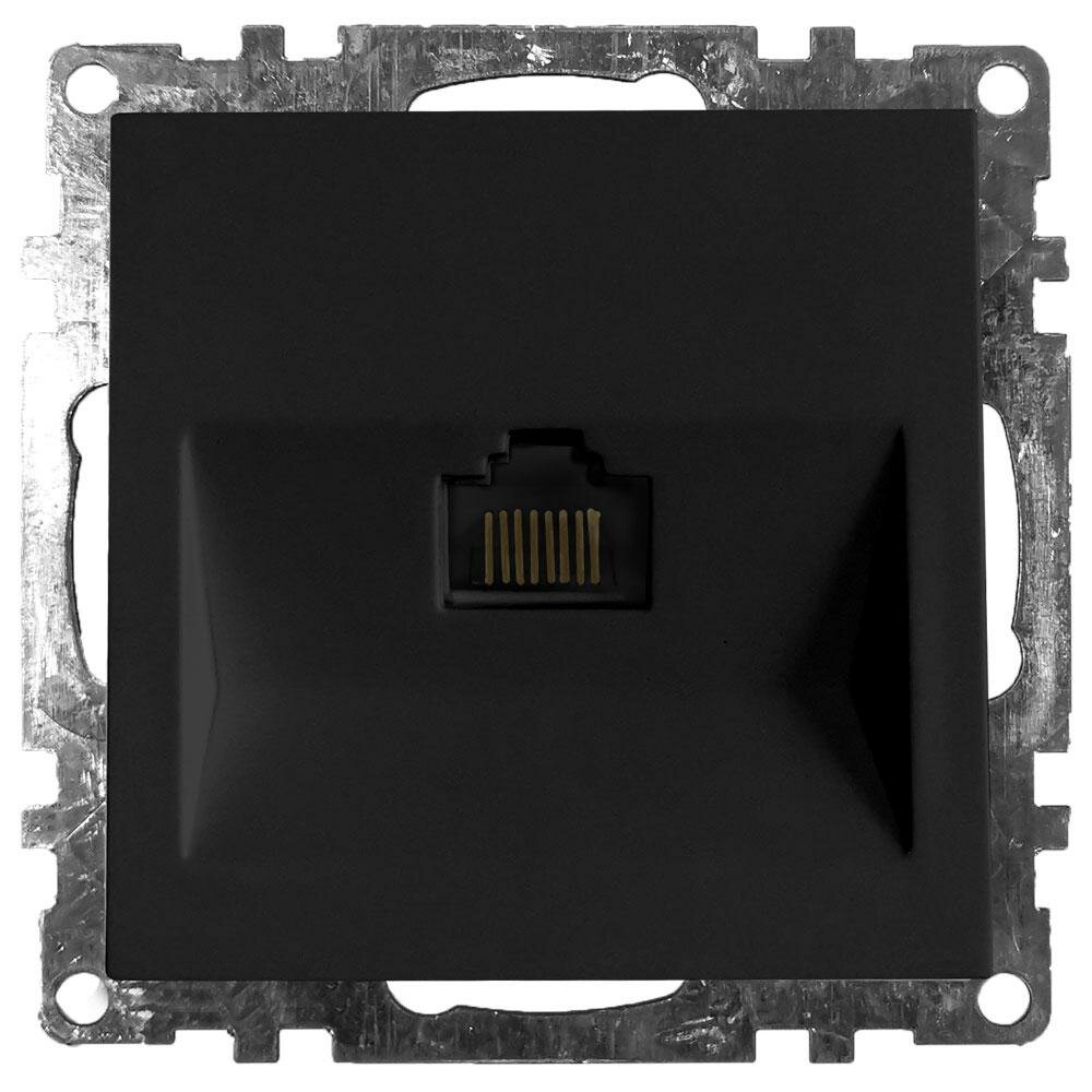 Розетка компьютерная 1-местная RJ-45 (механизм), серия Катрин, GLS00-7107-05, черный