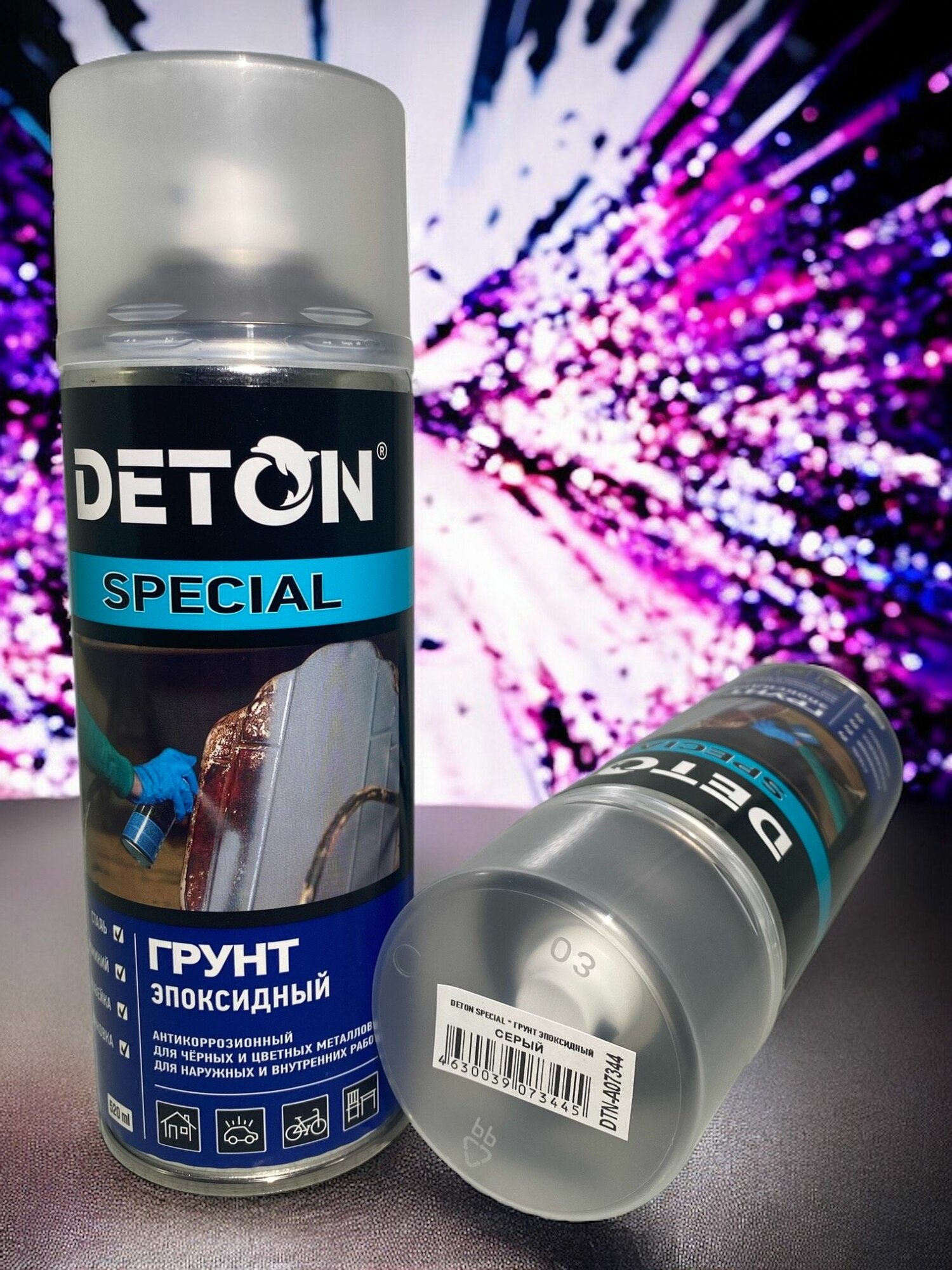 фото Эпоксидный грунт DETON Special, серый, аэрозоль 520 мл