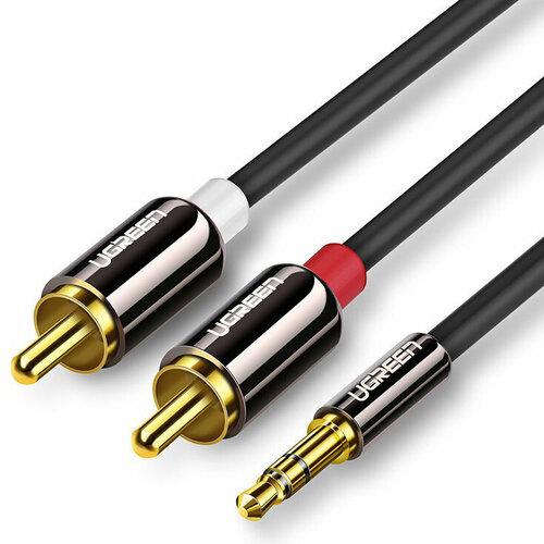Кабель Ugreen AV116 3.5 mm to 2 x RCA Audio Cable (1, 5 метра) чёрный (10583)
