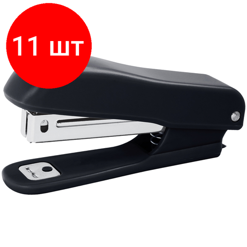 Комплект 11 шт Степлер 10 OfficeSpace до 12л пластиковый корпус черный 1075₽