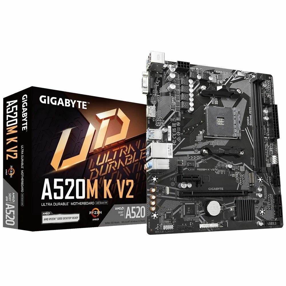 Материнская плата GIGABYTE A520M K V2, SocketAM4, AMD A520, mATX