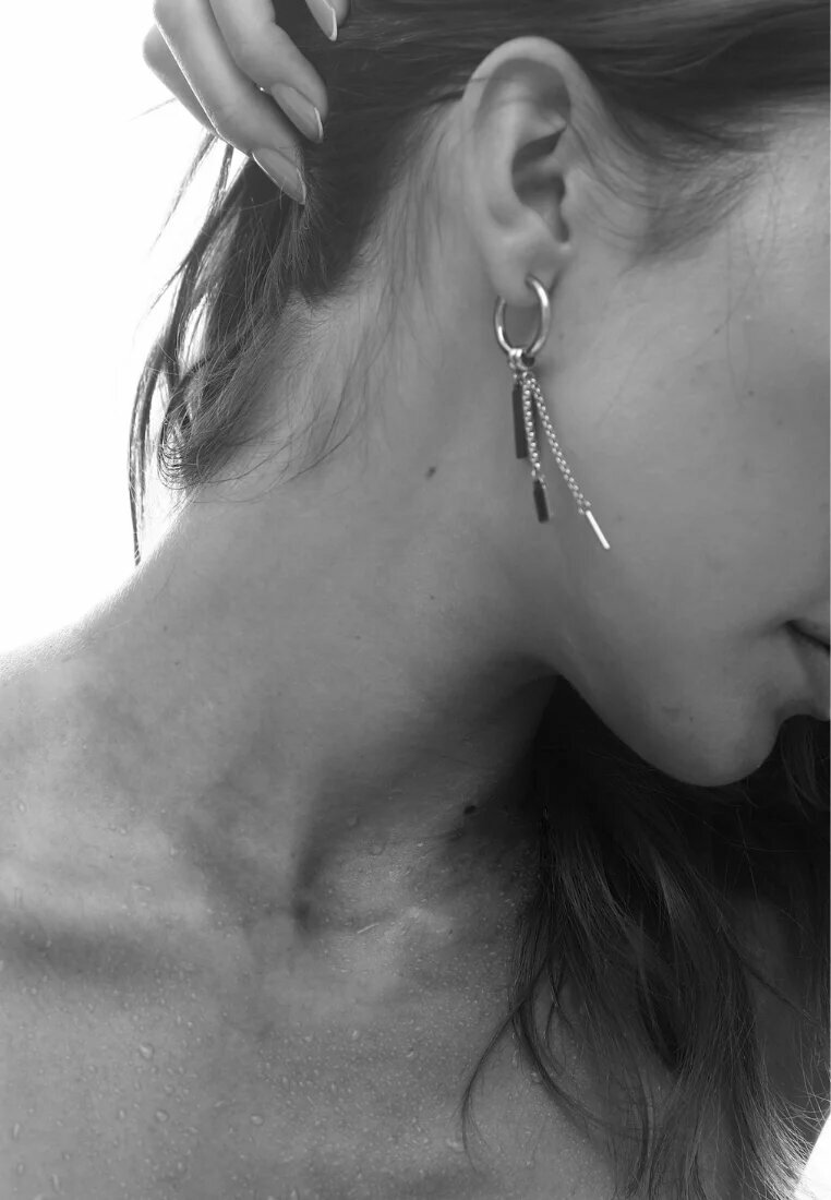 Серьги-трансформеры RESURS, размер 19 мм, серебристый/белый — фото 1