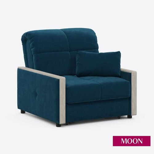 Кресло кровать для дома, синий, велюр, MOON FAMILY 125, 99х104х90 см. Эксклюзивная пена UniqFoam