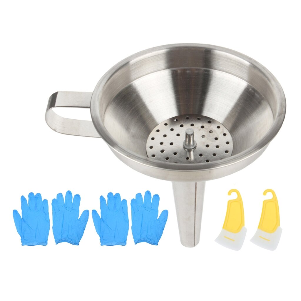 (1 комплект) Принадлежности для 3D-печати: воронка из УФ-фоточувствительной смолы -с 2 скребками и 2 парами перчаток