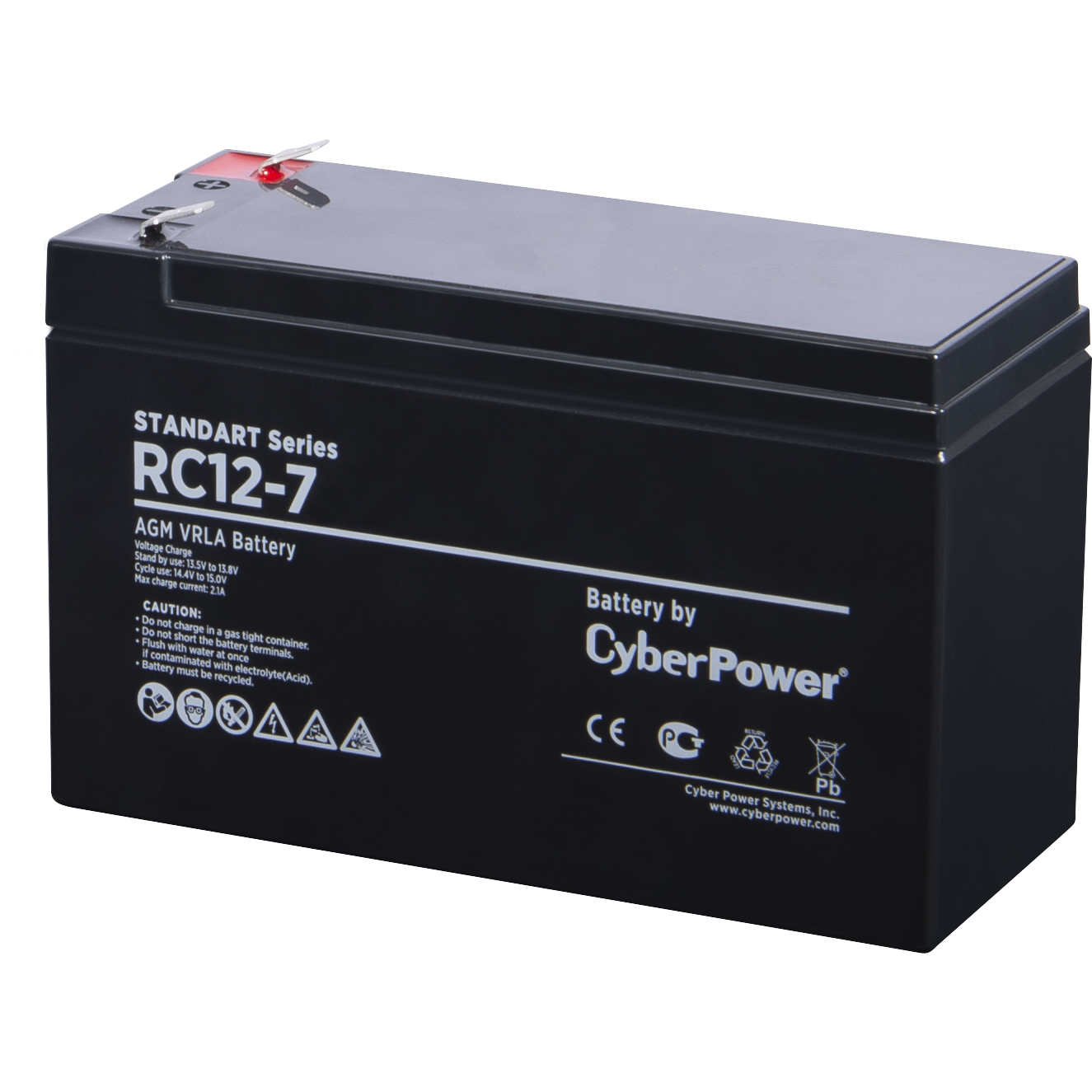 Аккумулятор для ИБП CyberPower RC12-7 (12V, 7Ah) клемма F2, черный