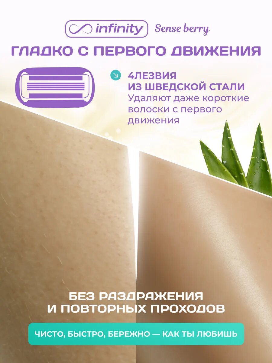 Бритва женская станок для бритья с 12 кассетами INFINITY SenseBerry, 4 лезвия — фото 1