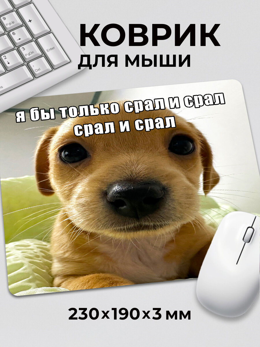 Коврик для мышки с приколом мем Пёсик я бы только спал спал