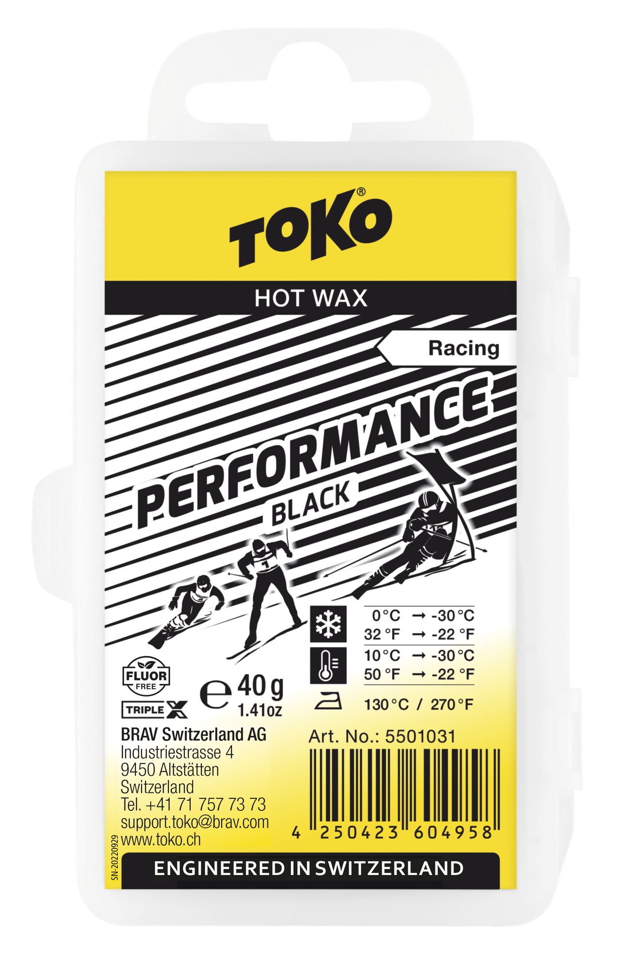 Универсальный парафин скольжения твердый TOKO Racing Performance 40g Black