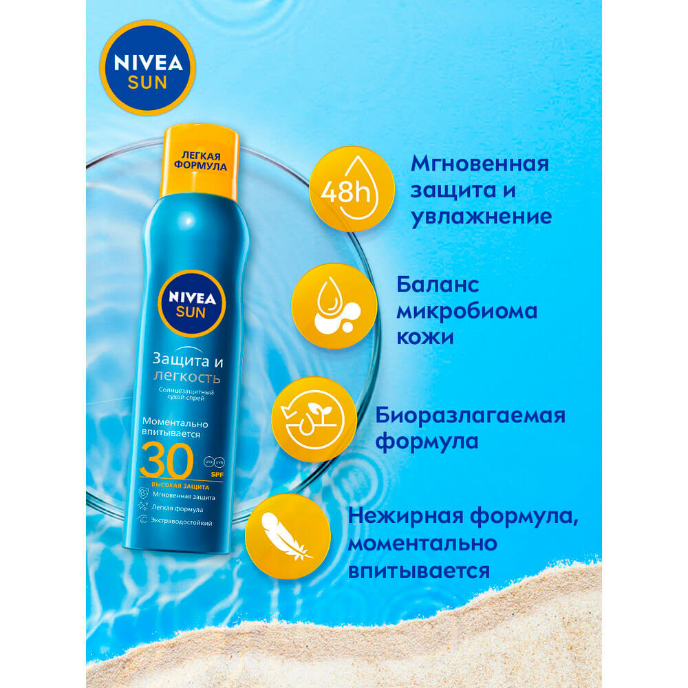 Спрей Nivea солнцезащитный Защита и прохлада SPF 30, 200 мл - фото №17