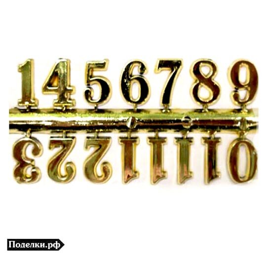 Цифры Арабские большие 0005628 из пластмассы золотой цвет 26 мм цена за 1 шт.