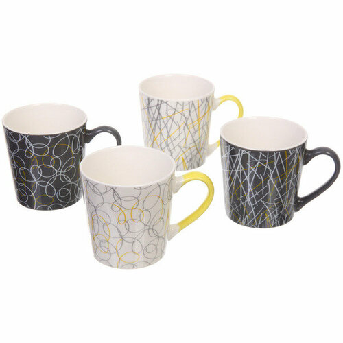 Кружка керамическая 400мл «Абстракция» желтая ручка