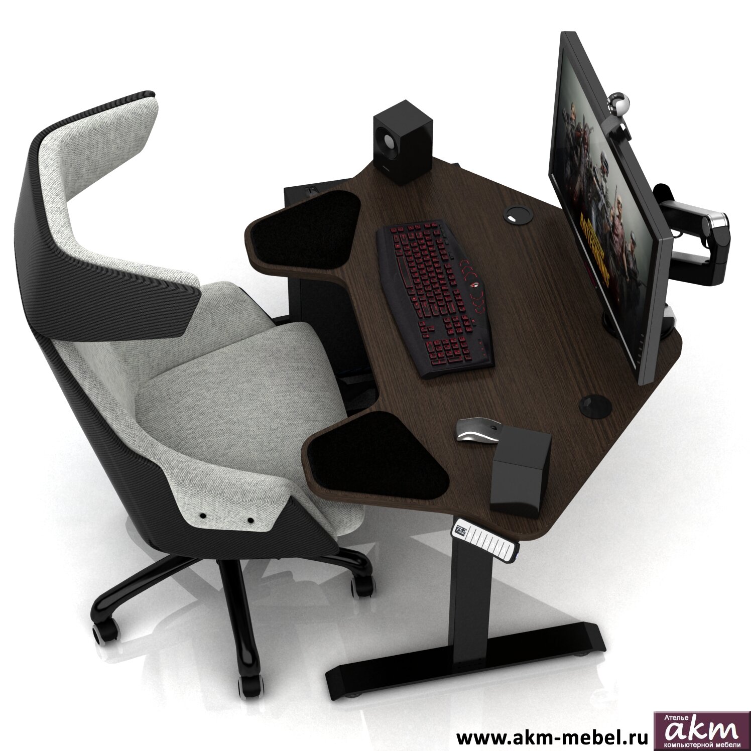 Компьютерные столы фабрики AKM-MEBEL Стол с электрической регулировкой высоты DX STEALTH ELECTRIC Венге