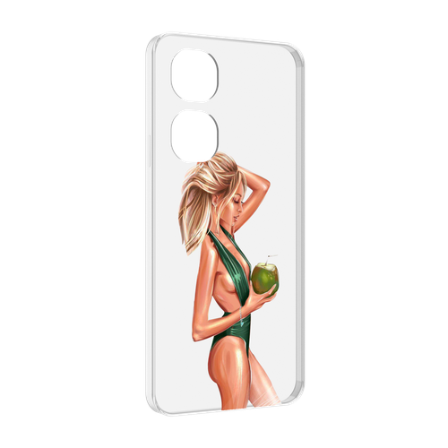 Чехол MyPads девушка-с-кокосом-в-зеленом-купальнике женский для Vivo Y100 задняя-панель-накладка-бампер