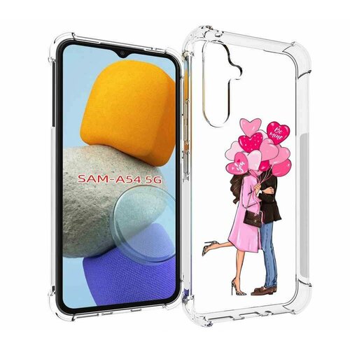 Чехол MyPads девушка-с-парнем-сердечки женский для Samsung Galaxy A54 задняя-панель-накладка-бампер