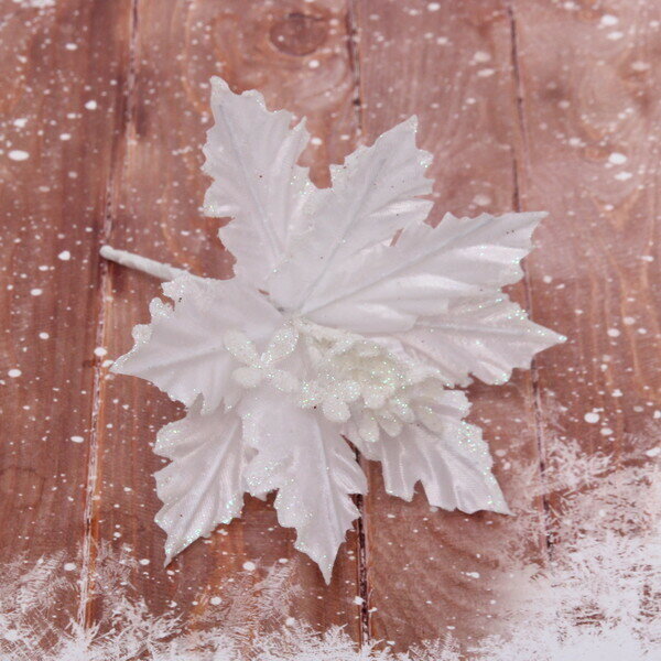Украшение новогоднее «Пуансеттия-Чародейка» 15 см Белый
