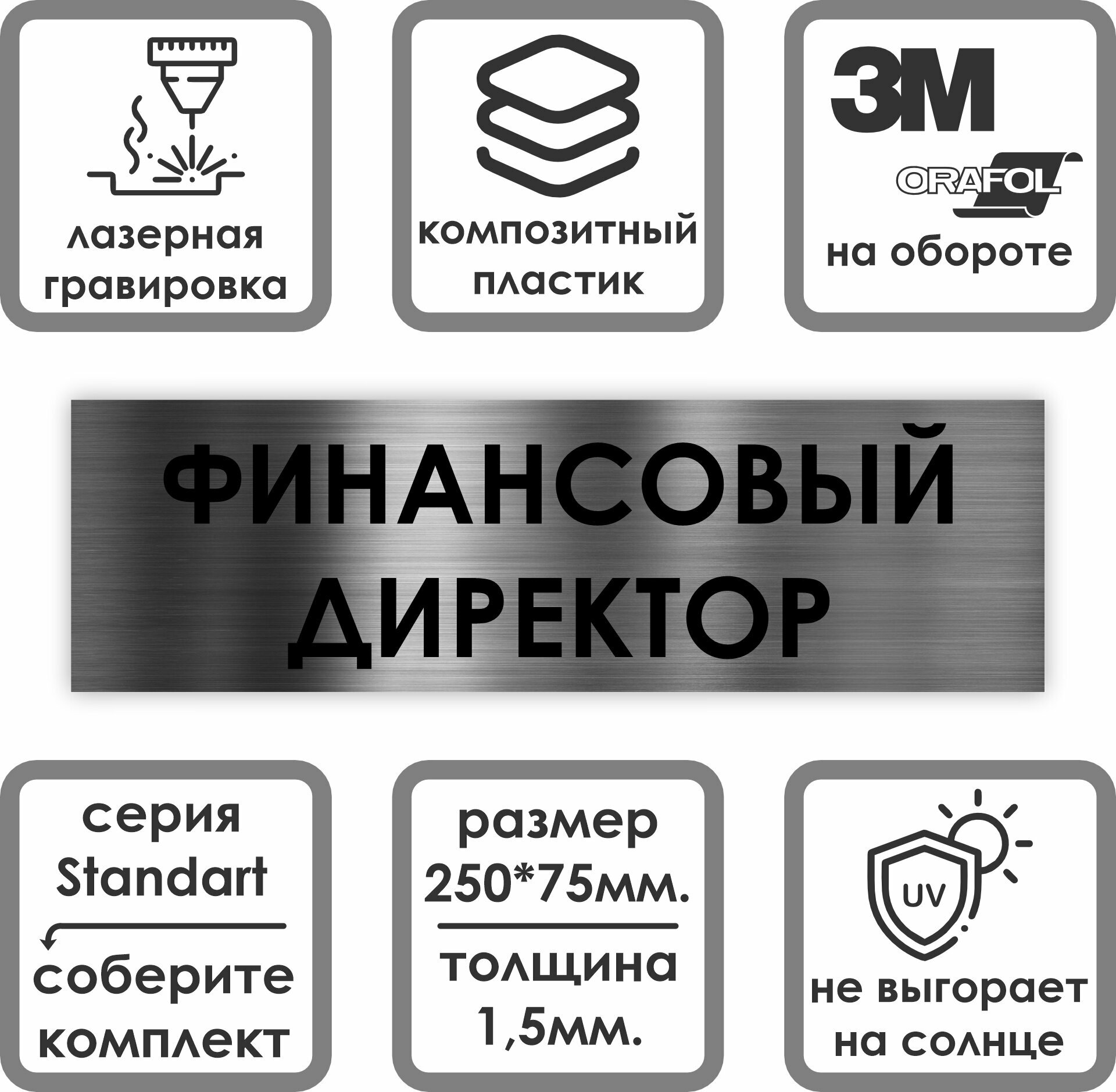 Финансовый директор табличка на дверь Standart 250*75*15