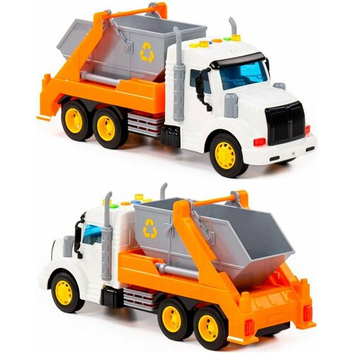 Полесье Автомобиль-контейнеровоз Профи инерционный оранжевый 86266 машины полесье профи автомобиль контейнеровоз инерционный