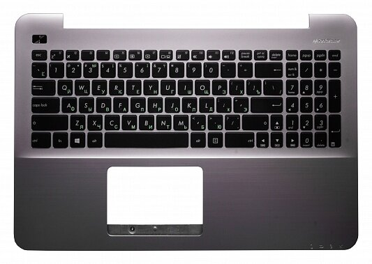 Клавиатура для ноутбука Asus X555 X555L X555LD X555LN черная верхняя панель в сборе (серебряная)