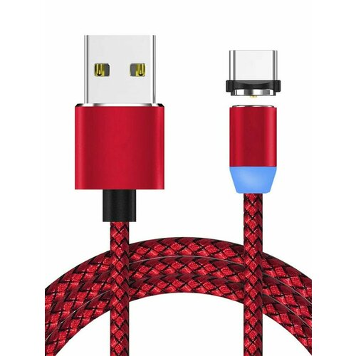 Кабель магнитный Zibelino DC Magnetic с подсветкой (тканевая оплетка) USB-USB Type-C (Red)