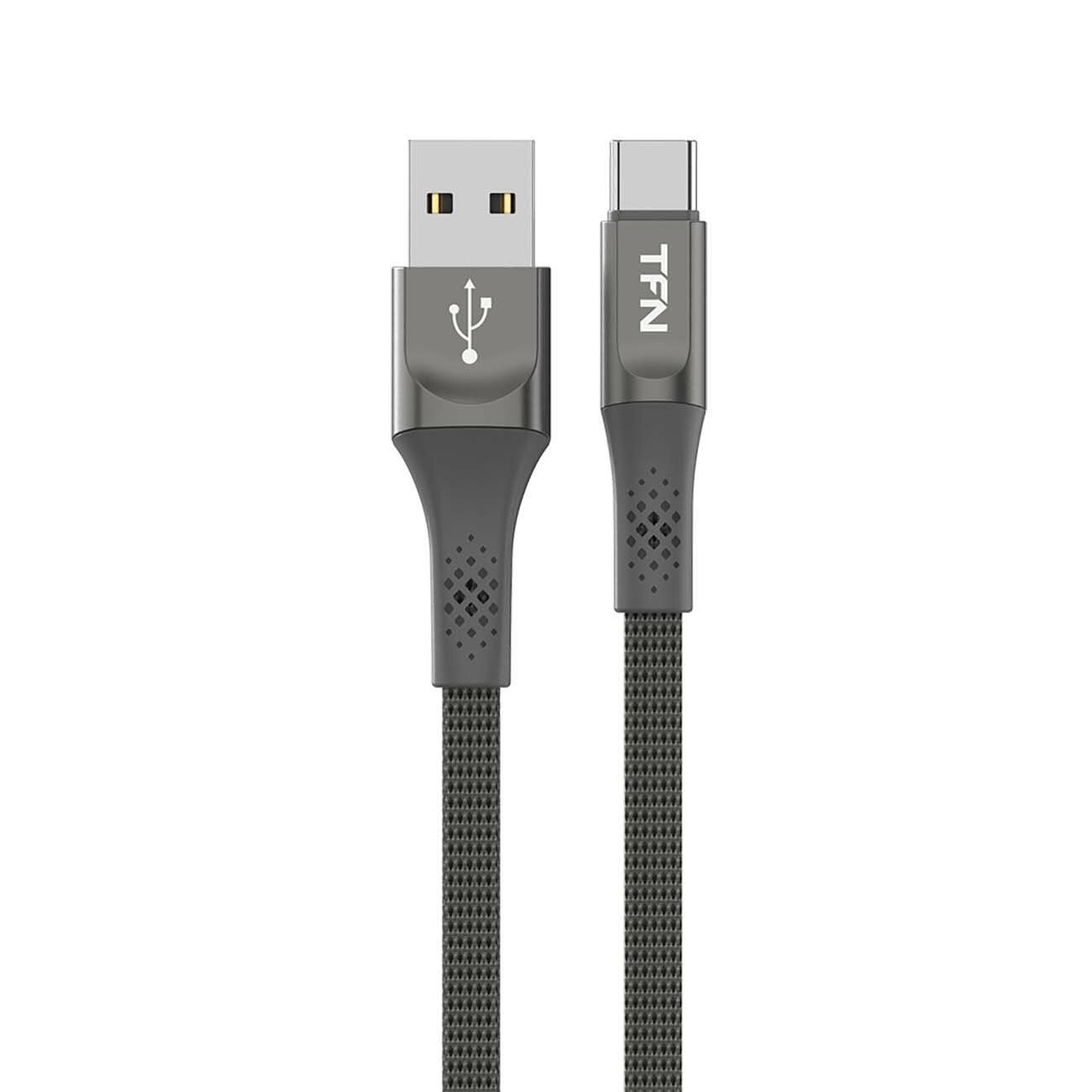 фото Кабель USB Type-C TFN 1.2m Zinc плоский grey (TFN-CZNUSBC12MGR)