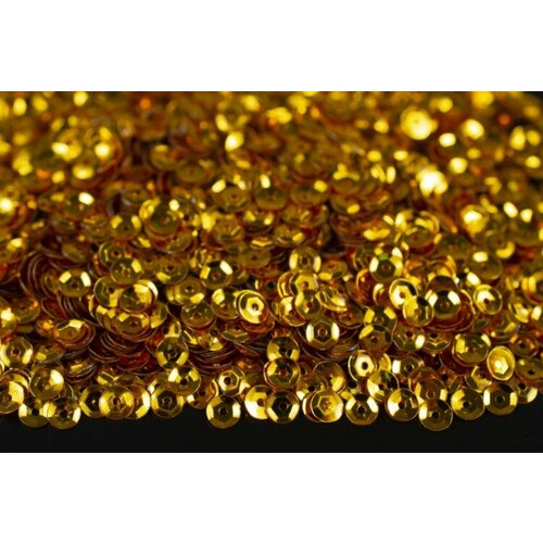 Пайетки круглые 4мм чашечка, цвет золото, 1022-071, 10г