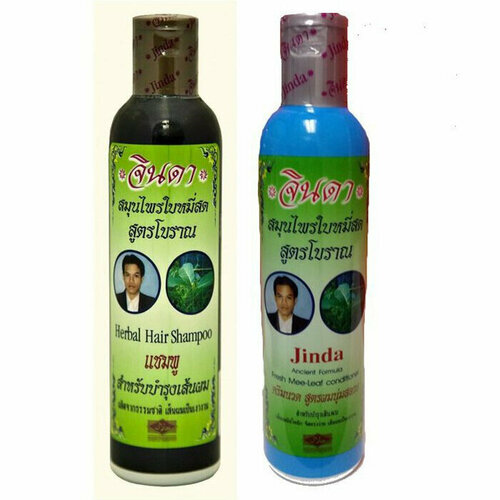 Набор: Тайский травяной шампунь и кондиционер для роста волос с мотыльковым горошком Jinda 2 Х 250мл
