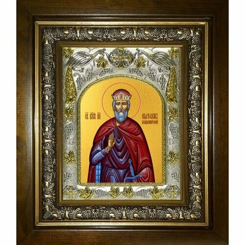 Икона Святослав Владимирский, 14x18 см, в деревянном киоте 20х24 см, арт вк-5682
