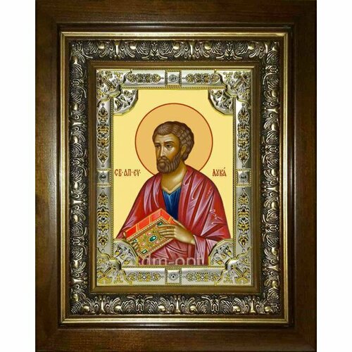 Икона Лука апостол, 18x24 см, со стразами, в деревянном киоте, арт вк-2130 икона прохор апостол 18x24 см со стразами в деревянном киоте арт вк 2477