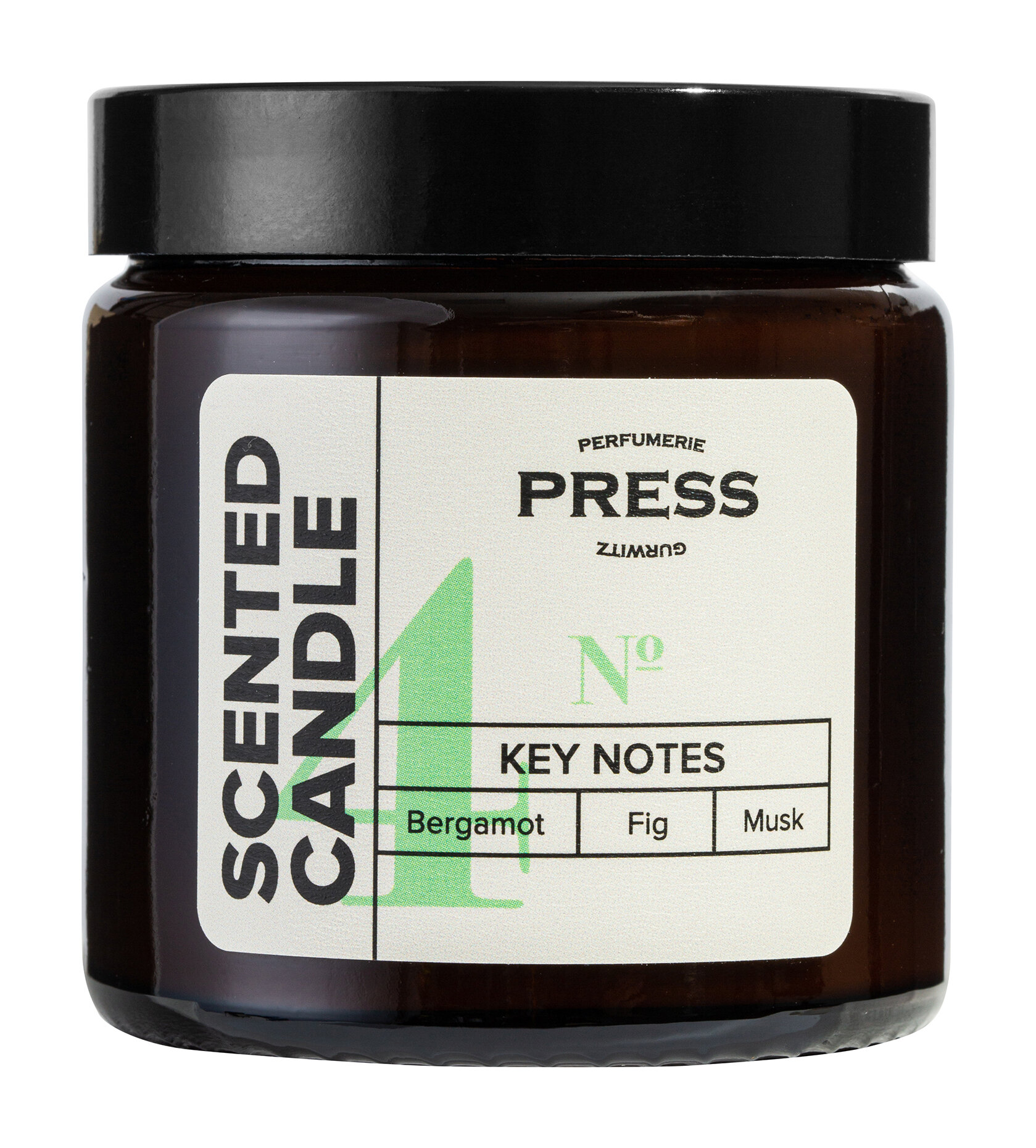 PRESS GURWITZ PERFUMERIE Свеча ароматизированная №4 с нотами бергамота, инжира и мускуса, 80 г