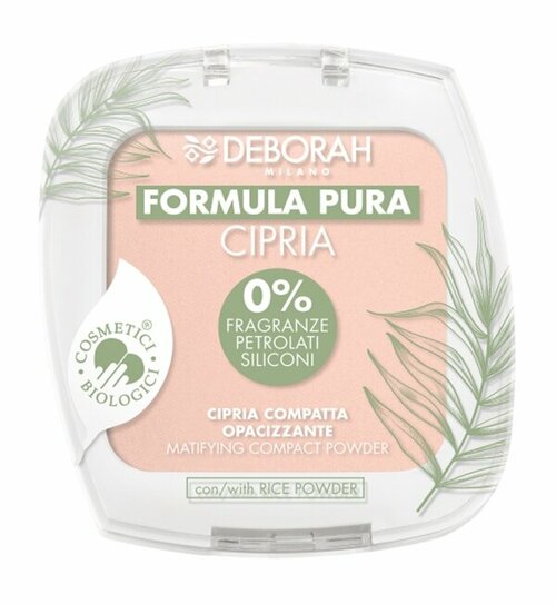 DEBORAH MILANO Пудра для лица матирующая Formula Pura Matifying Compact Powder, 9 г, 01