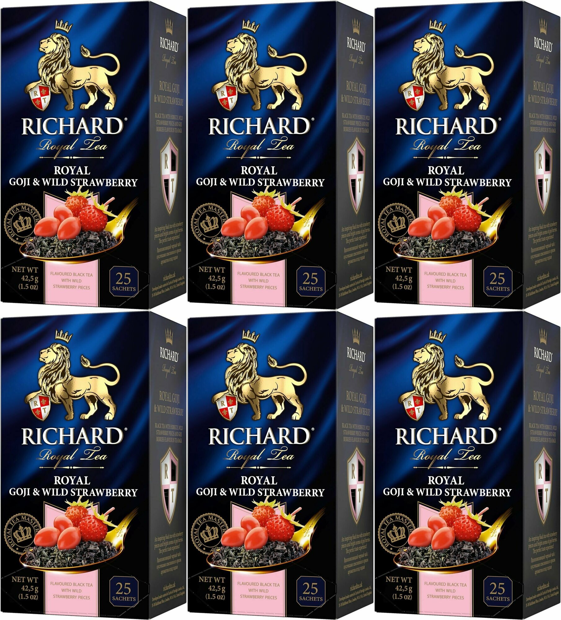 Richard Royal чай черный Goji & Wild Strawberry 25пак - 6 штуки - фотография № 1