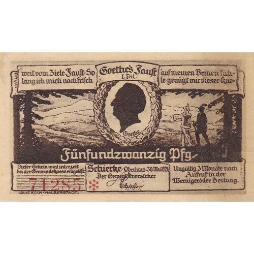Германия (Веймарская Республика) Ширке 25 пфеннигов 1921 г. (№1) германия веймарская республика ширке 50 пфеннигов 1921 г вид 2 1