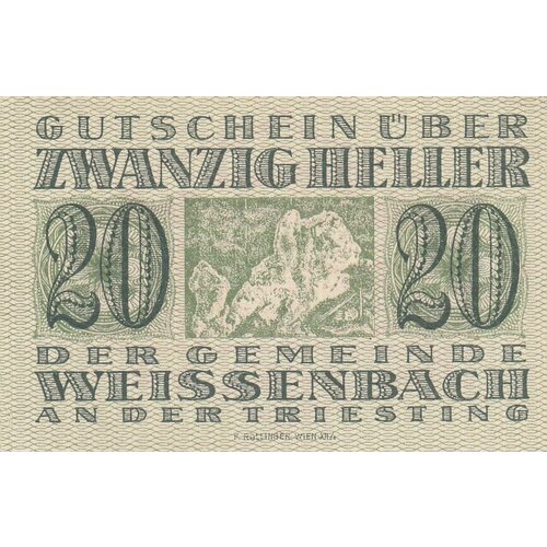 Австрия, Вайсенбах-ан-дер-Тристинг 20 геллеров 1920 г. австрия вайдхофен ан дер тайя 20 геллеров 1920 г