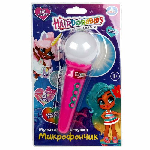 Микрофончик 25 песен и звуков Hairdorable Умка HT569-R9 телефончик и микрофончик 2в1 сказочный патруль 25 песен звуков свет умка ht587 r3