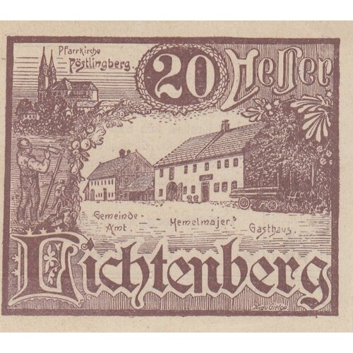 Австрия, Лихтенберг 20 геллеров 1920 г. австрия лихтенберг 10 геллеров 1920 г