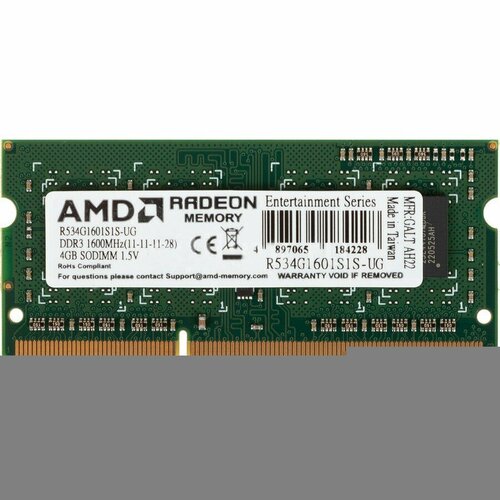Оперативная память 4Gb DDR-III 1600MHz AMD SO-DIMM R534G1601S1S-UG 135000₽