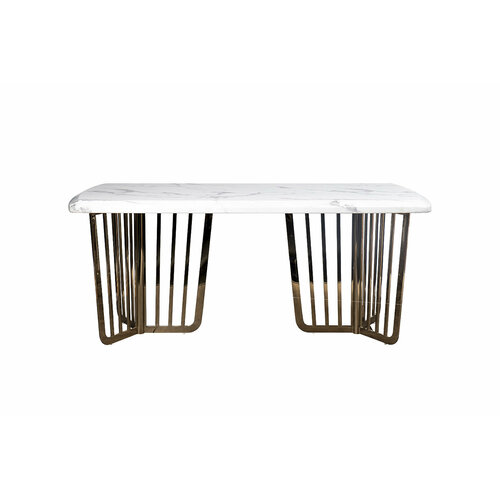 Стол обеденный Pearl White белый искусственный мрамор/золото 33FS-1800-STOL/OB-BEL