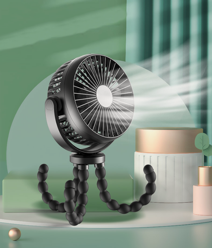 Изображение товара Мини-вентилятор MyPads компактный переносной мощный поток воздуха для дома офиса машины малыша в детскую переносной на коляску подставка для телефона