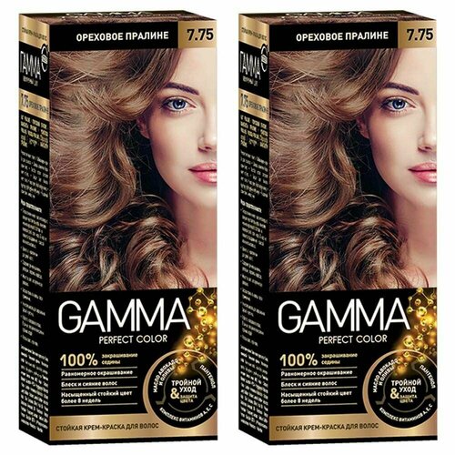 Крем-краска для волос Свобода Gamma Perfect color тон 775 ореховое пралине 50 мл 2 шт 736₽