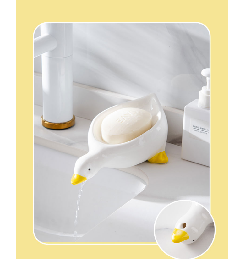Мыльница-держатель со сливом для ванной и кухни MyPads, идеально пишется в любой интерьер в стиле минимализма, отличный подарок на новоселье, утка