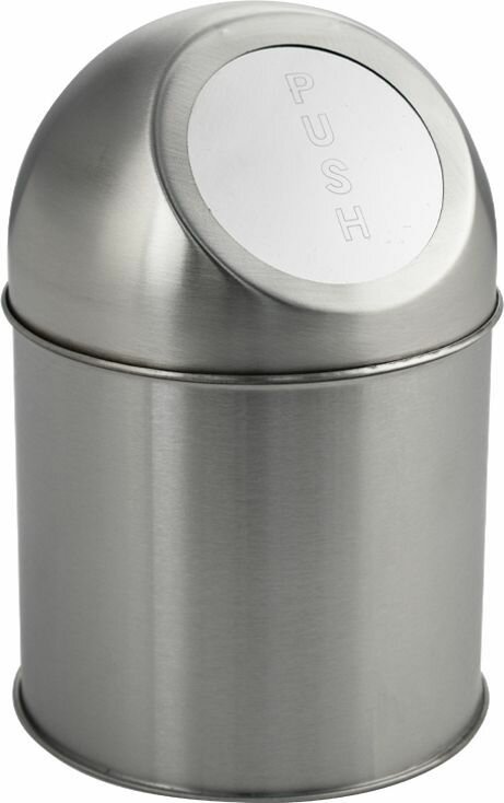 фото Санакс - Ведёрко для мусора 1 л круглое, настольное - PUSH из нержавеющей стали марки 410