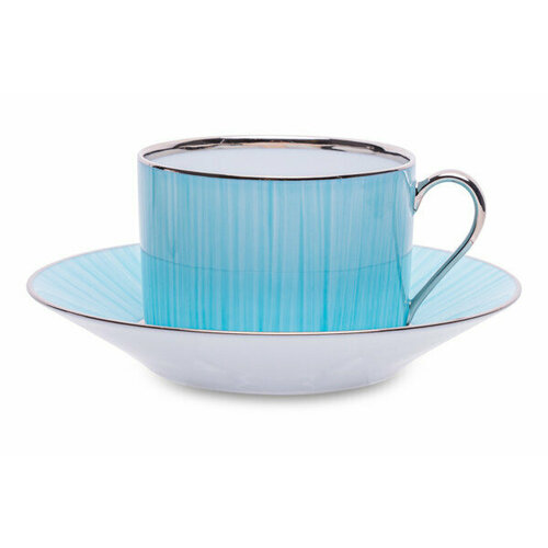 Чашка чайная с блюдцем Legle Карбон 250 мл, фарфор, бирюзовая