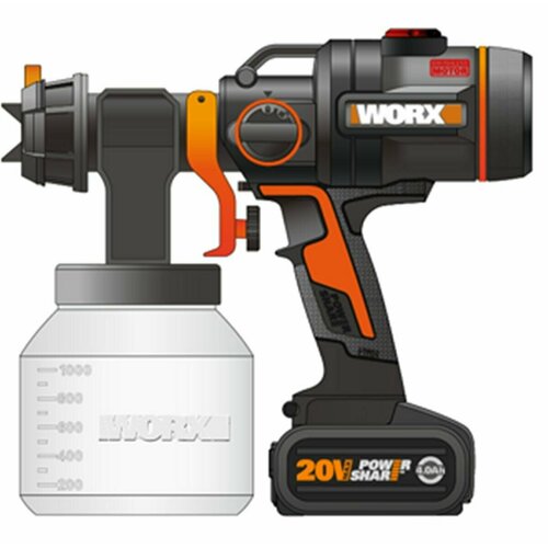 Краскопульт аккумуляторный, бесщеточный WORX WX020.9, 20В, без АКБ и ЗУ