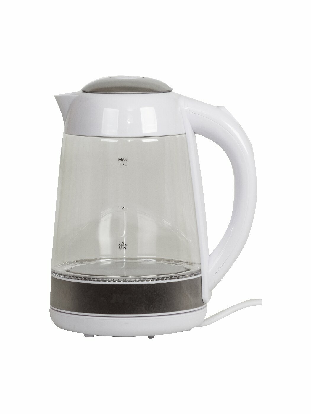 фото Чайник электрический JVC 1,7 л, стеклянный, с LED подсветкой, 2200 Вт
