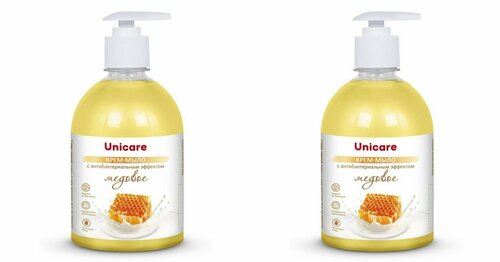 UNICARE Крем-мыло жидкое с Антибактериальным эффектом, Медовое, 500 мл,2 шт
