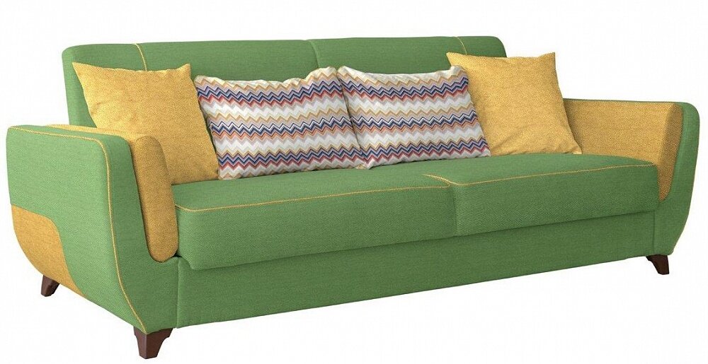 Прямой диван Алекс 2 Зеленый Рогожка, механизм Книжка
