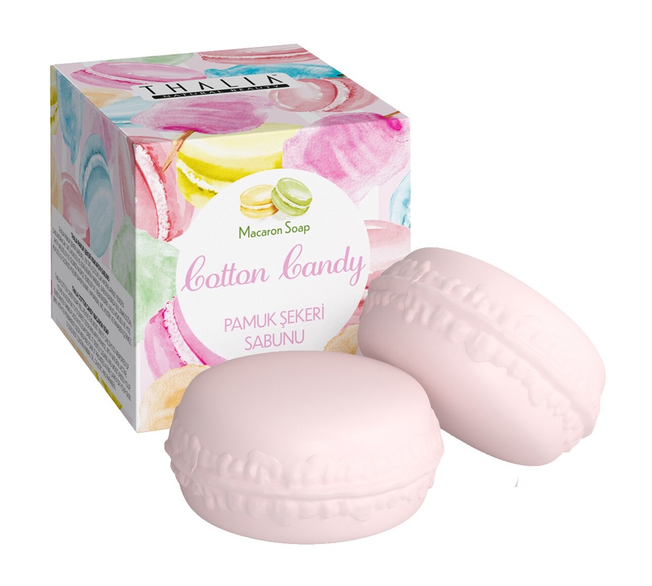 THALIA NATURAL BEAUTY Macaron Soap Cotton Candy Мыло с ароматом сахарной ваты 100 г